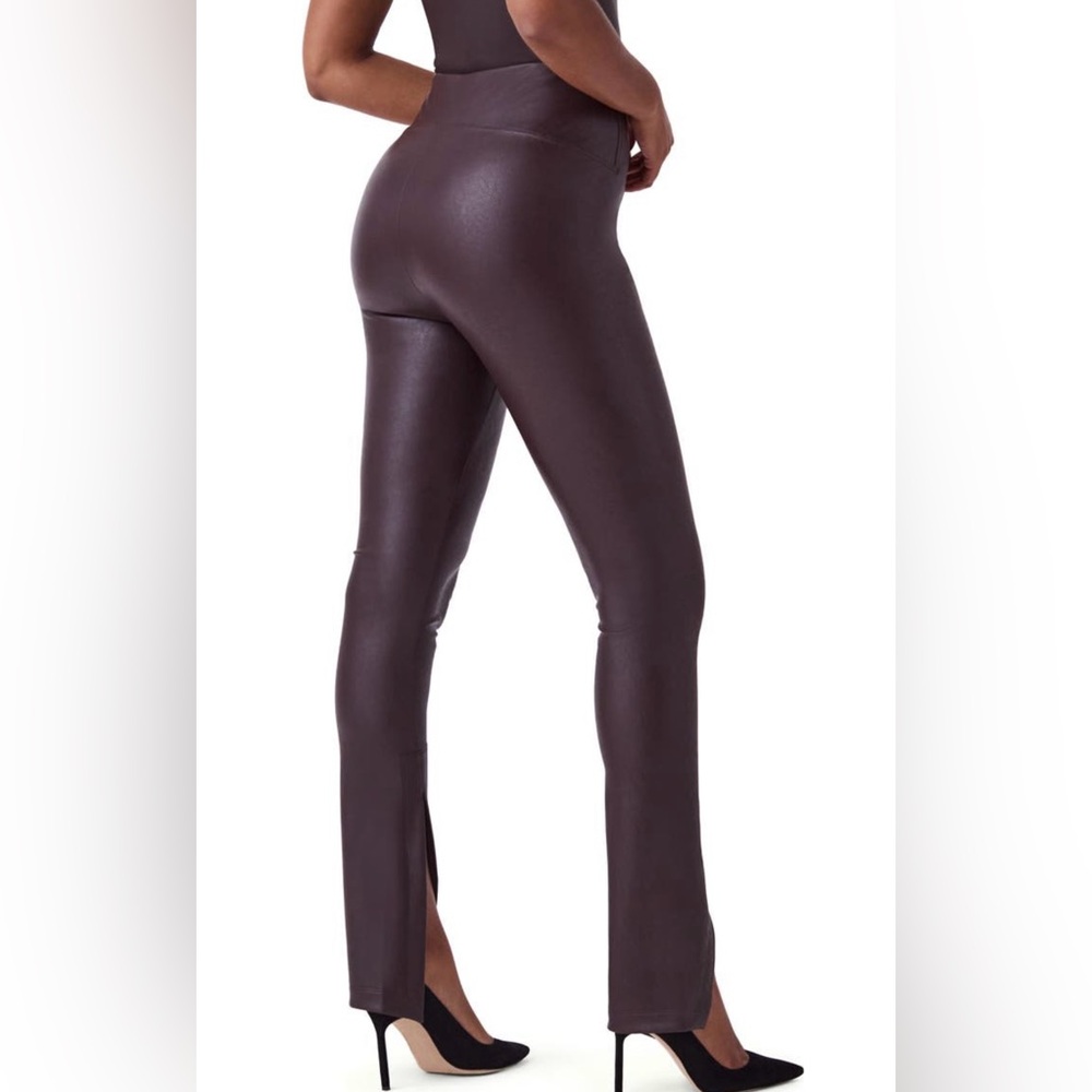 Dark cherry faux leather slit spanx. Tags on 💄new!